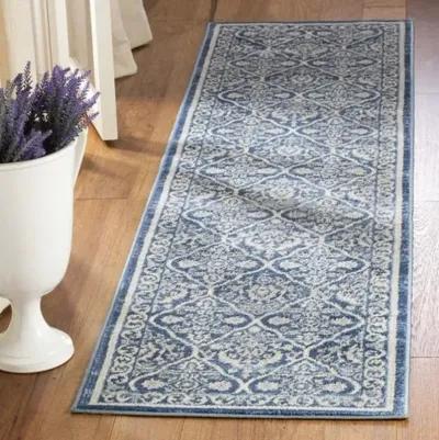 Brentwood 870 Navy / Light Grey 2' X 14' Runner Powerloomed Rug