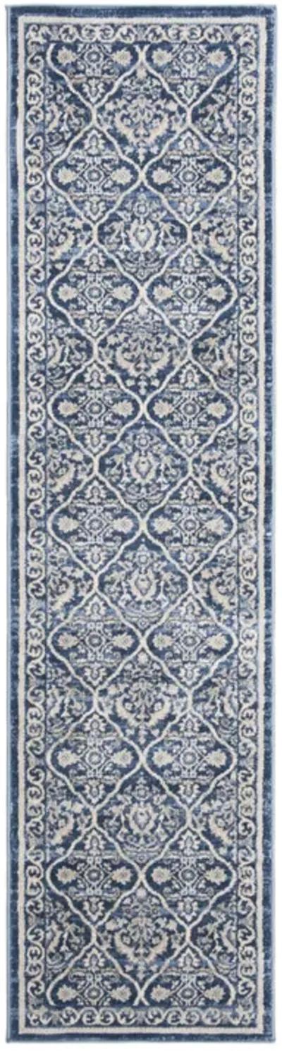 Brentwood 870 Navy / Light Grey 2' X 14' Runner Powerloomed Rug