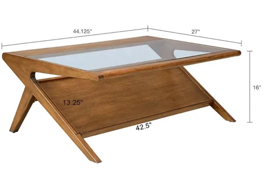 INK+IVY Rocket Pecan Coffee Table with Tempered Glass