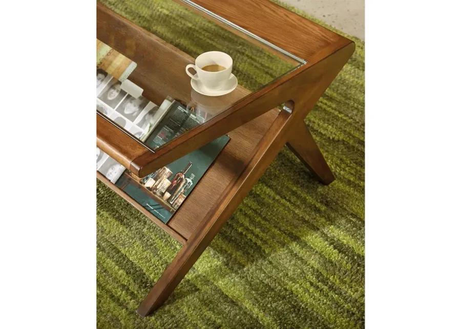 INK+IVY Rocket Pecan Coffee Table with Tempered Glass