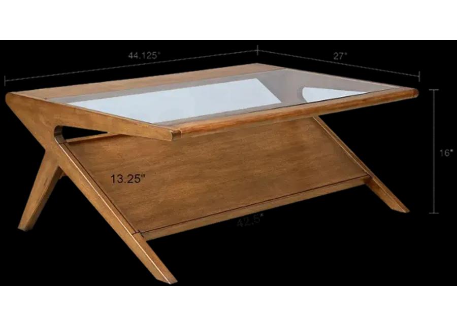 INK+IVY Rocket Pecan Coffee Table with Tempered Glass