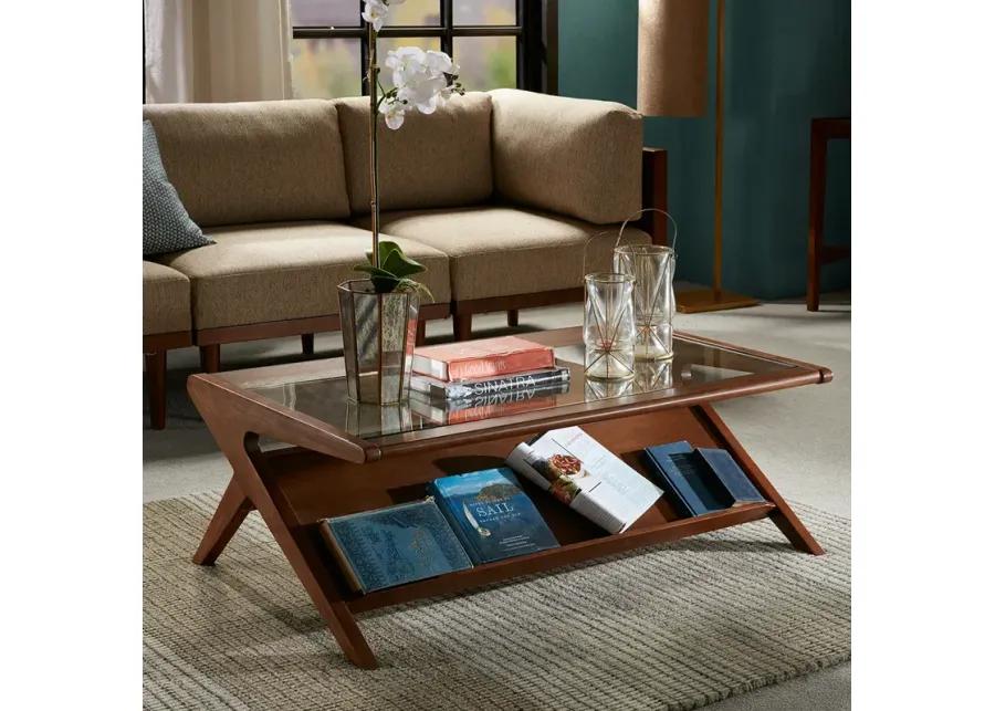 INK+IVY Rocket Pecan Coffee Table with Tempered Glass