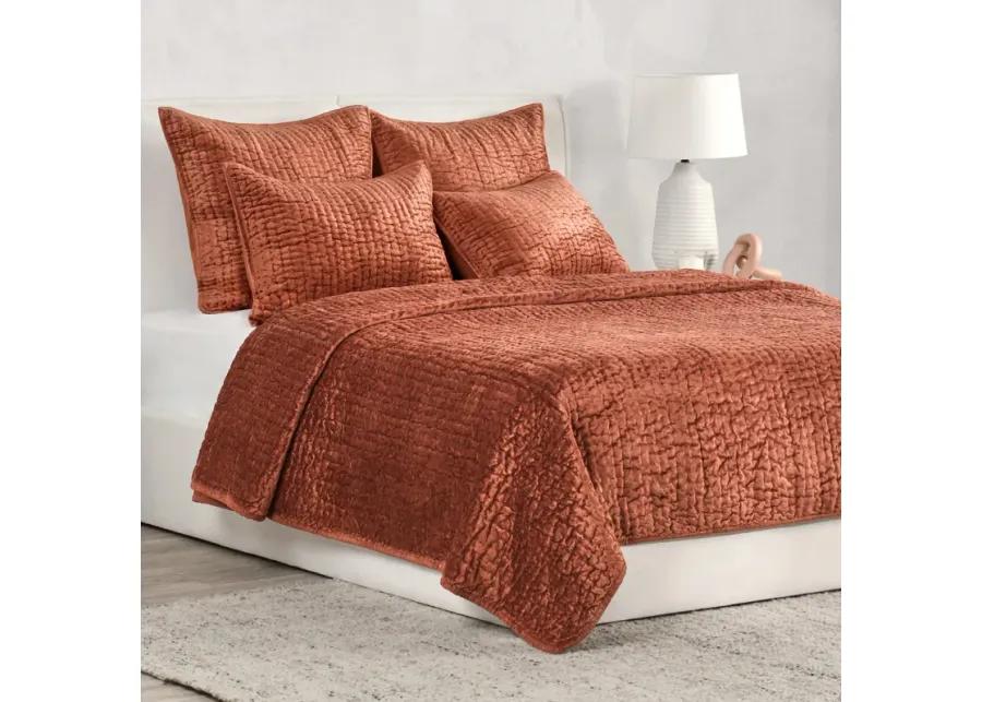 Dimitry 100% Rayon Velvet Terra Cotta Quilt