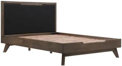 Astoria 3 Piece Queen Bedroom Set in Oak with Black Faux Leather 