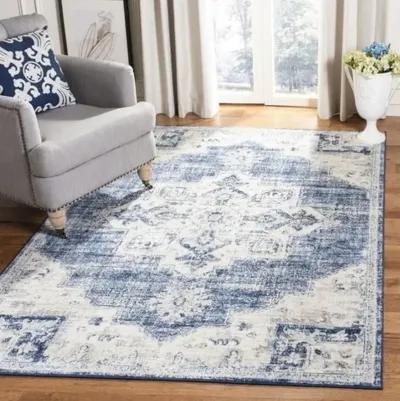 Brentwood 865 Ivory / Navy 5' X 5' Square Square Powerloomed Rug