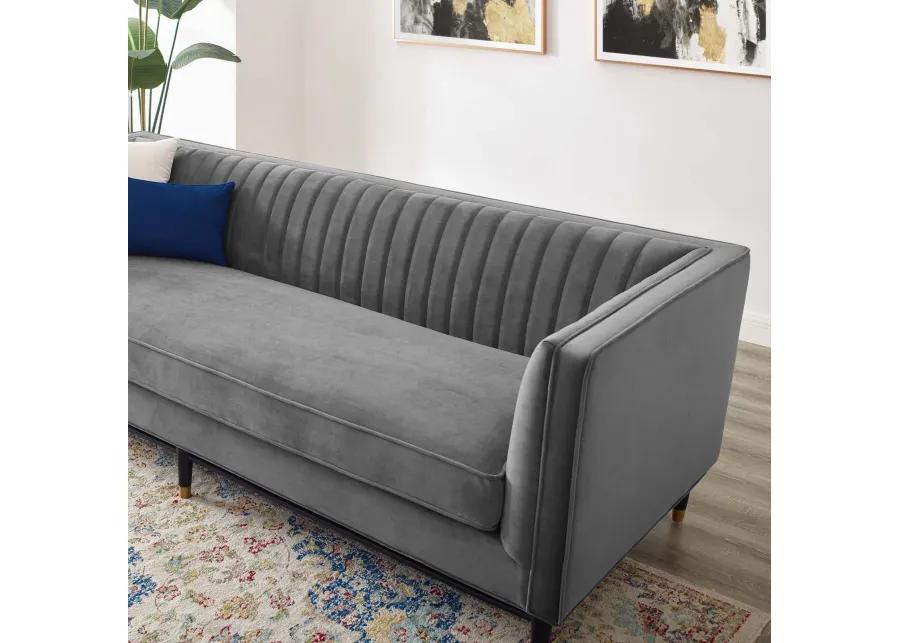 Devote Channel Tufted Performance Velvet Sofa