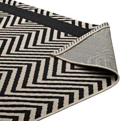 Optica Chevron With End Borders 5x8 Indoor and Outdoor Area Rug