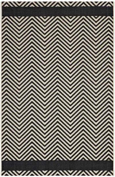 Optica Chevron With End Borders 5x8 Indoor and Outdoor Area Rug