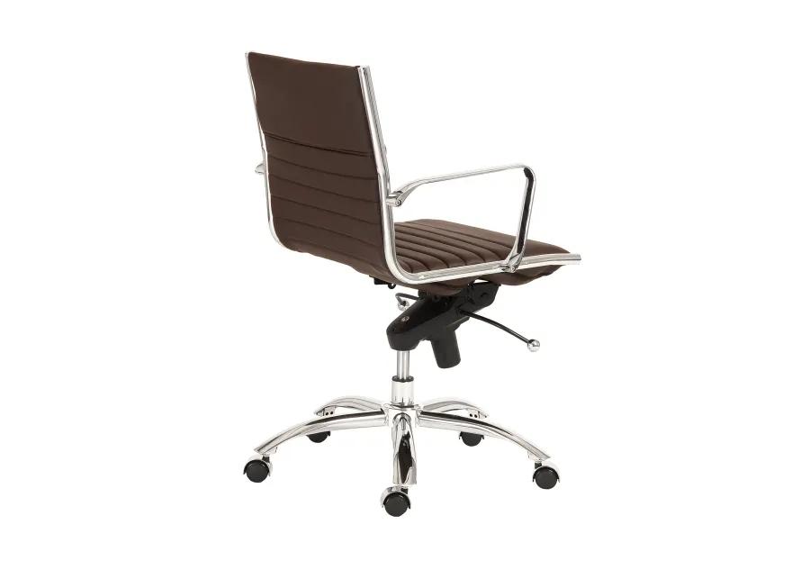 Dirk Low Back Office Chair in Brown with Chromed Steel Base