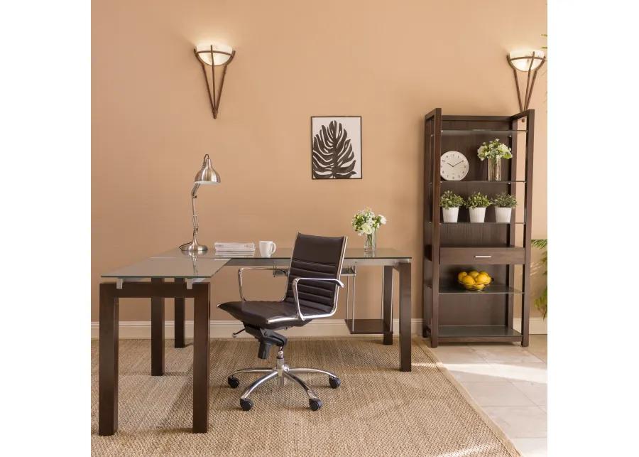 Dirk Low Back Office Chair in Brown with Chromed Steel Base