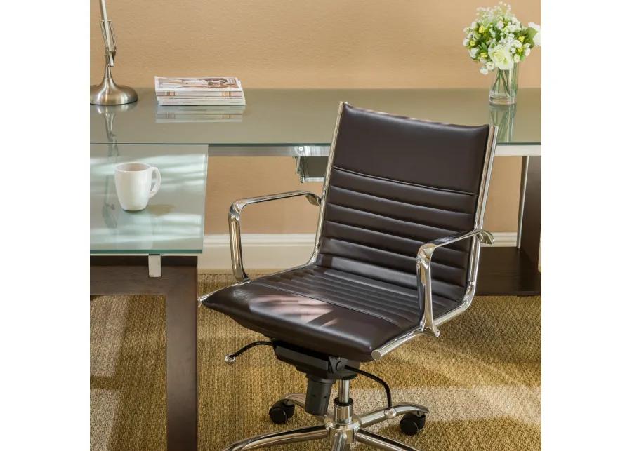 Dirk Low Back Office Chair in Brown with Chromed Steel Base