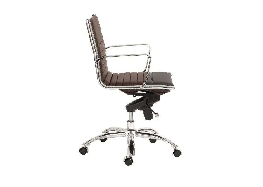 Dirk Low Back Office Chair in Brown with Chromed Steel Base