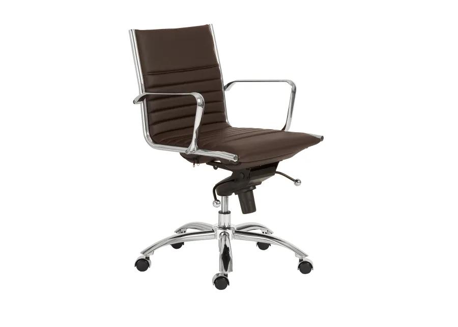 Dirk Low Back Office Chair in Brown with Chromed Steel Base