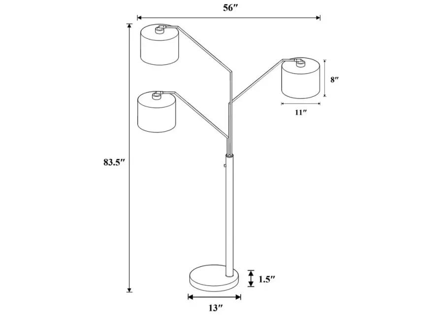 Jirou Trio Drum Shade Floor Lamp Stain Nickel