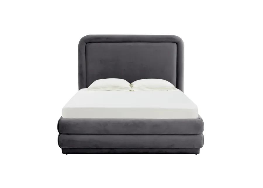 Briella Dark Grey Velvet Bed in Queen