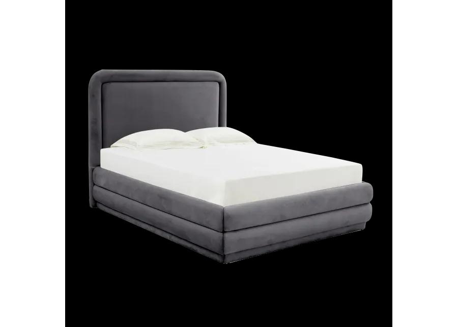 Briella Dark Grey Velvet Bed in Queen