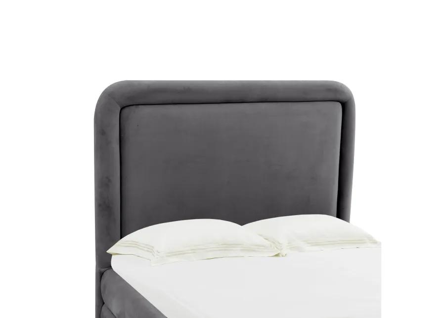 Briella Dark Grey Velvet Bed in Queen