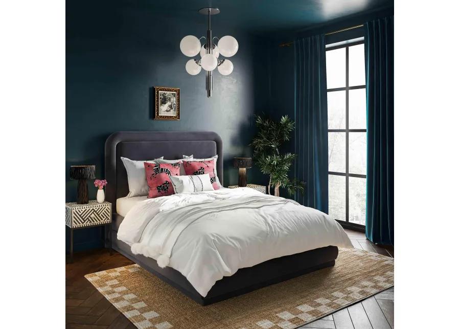 Briella Dark Grey Velvet Bed in Queen