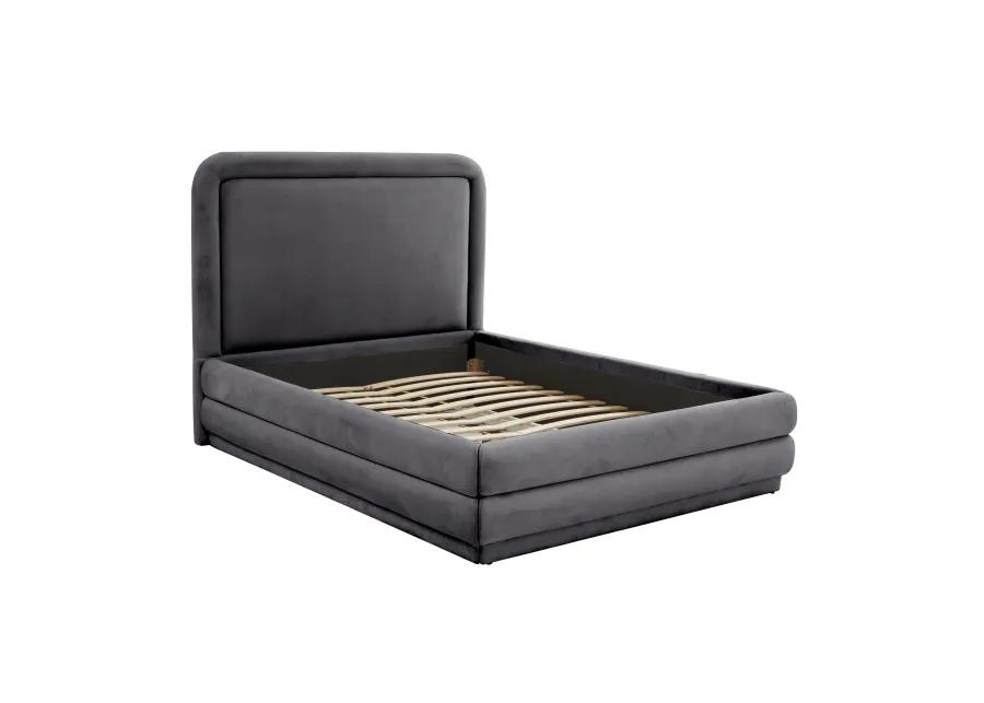 Briella Dark Grey Velvet Bed in Queen