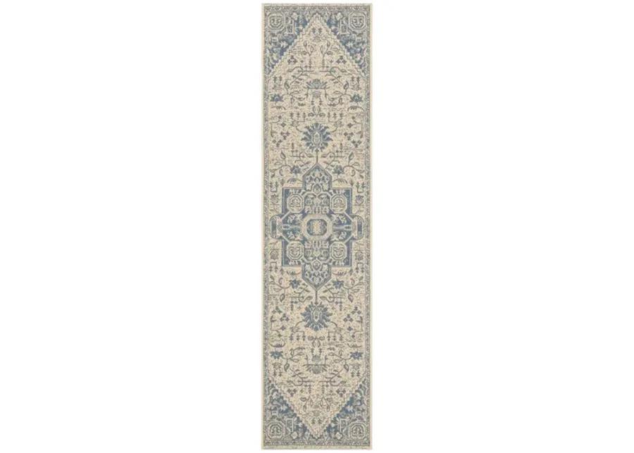 LINDEN 138 Collection LND138M-28 Blue / Creme 2'-2" X 8'