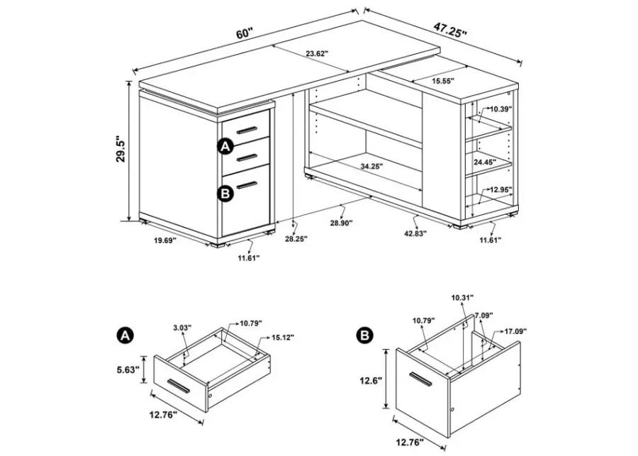 Yvette L-shape Office Desk White