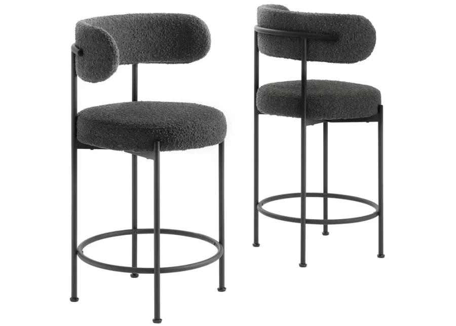 Albie Boucle Fabric Counter Stools - Set of 2