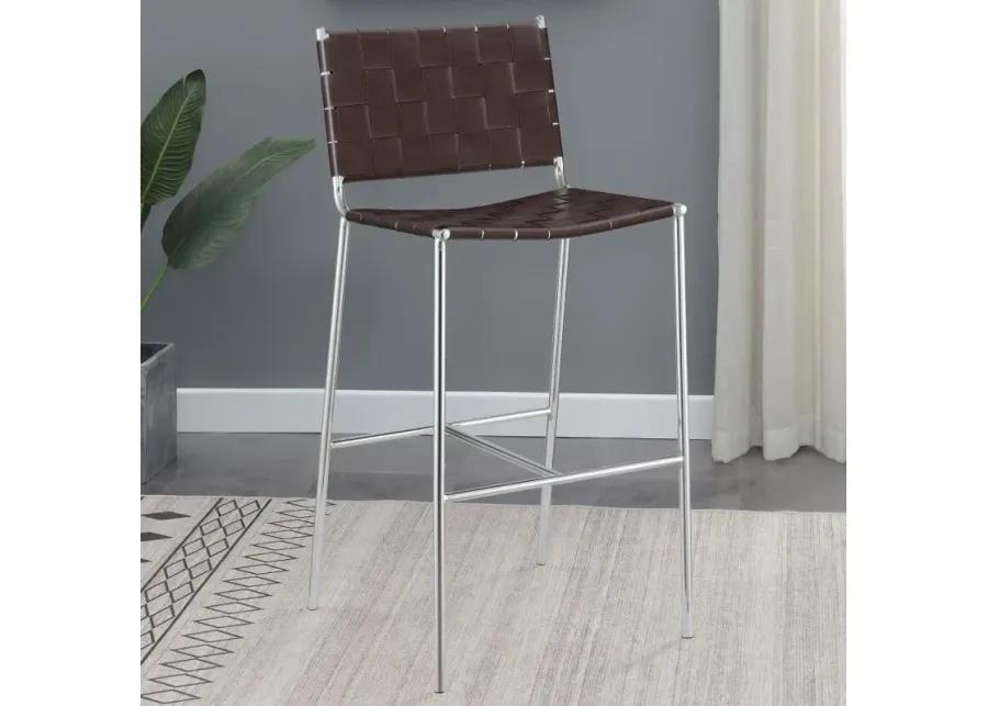 Adelaide Upholstered Bar Stool with Open Back Brown and Chrome