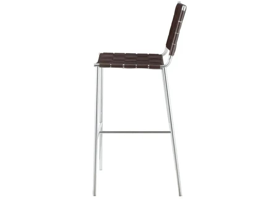 Adelaide Upholstered Bar Stool with Open Back Brown and Chrome