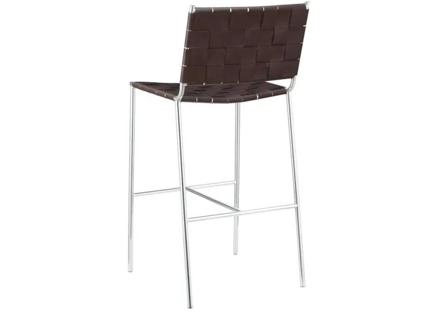 Adelaide Upholstered Bar Stool with Open Back Brown and Chrome