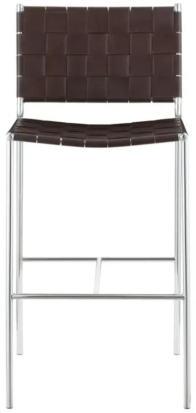 Adelaide Upholstered Bar Stool with Open Back Brown and Chrome