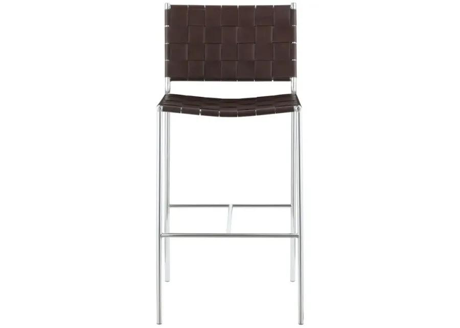 Adelaide Upholstered Bar Stool with Open Back Brown and Chrome