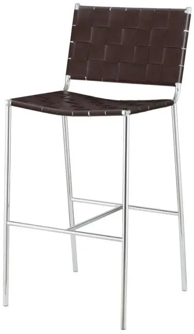 Adelaide Upholstered Bar Stool with Open Back Brown and Chrome