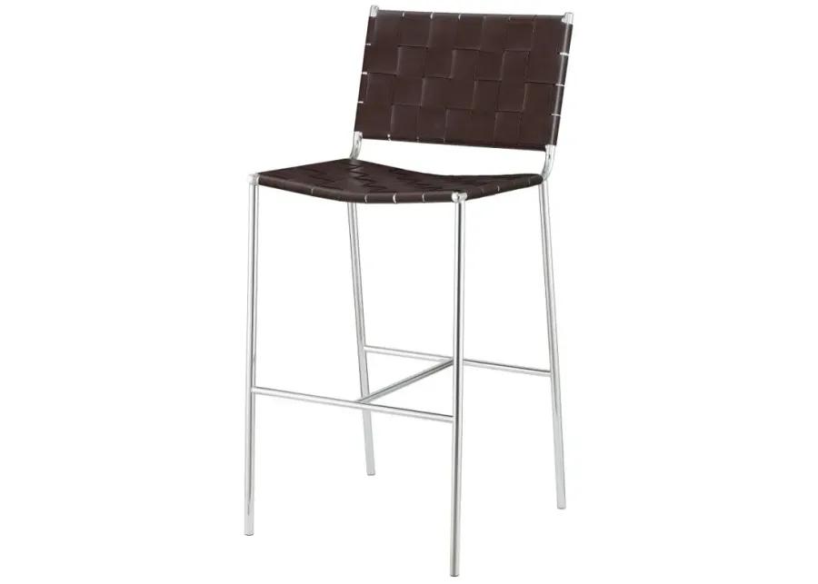 Adelaide Upholstered Bar Stool with Open Back Brown and Chrome