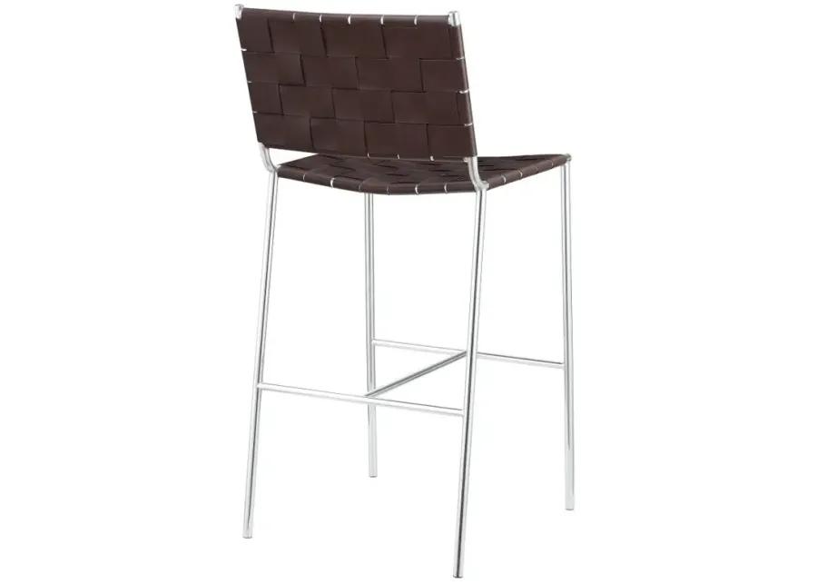 Adelaide Upholstered Bar Stool with Open Back Brown and Chrome