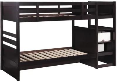 Elliott Twin Over Twin Stairway Bunk Bed Cappuccino