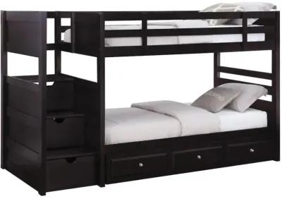 Elliott Twin Over Twin Stairway Bunk Bed Cappuccino