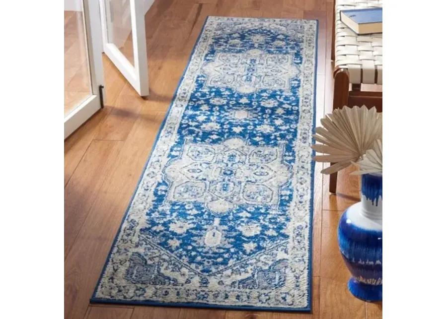 Brentwood 852 Navy / Grey 2' X 8' Runner Powerloomed Rug