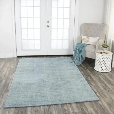 Grand Haven Aqua Solid Wool/Tencel 9'x12' Rectangle Rug