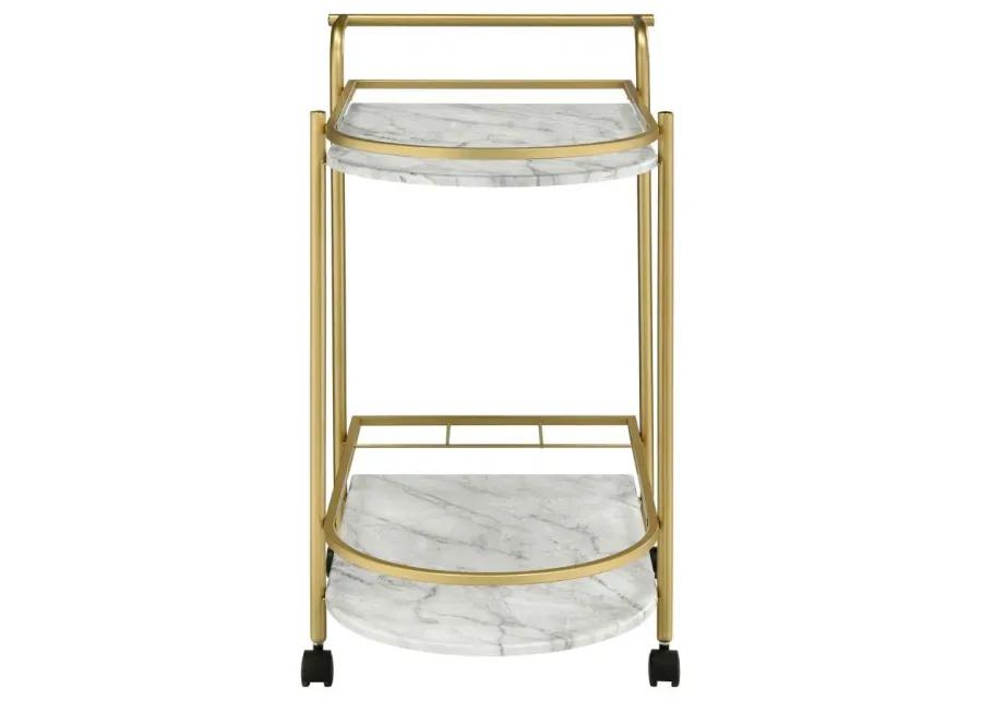 Desiree 2-tier Bar Cart with Casters Gold