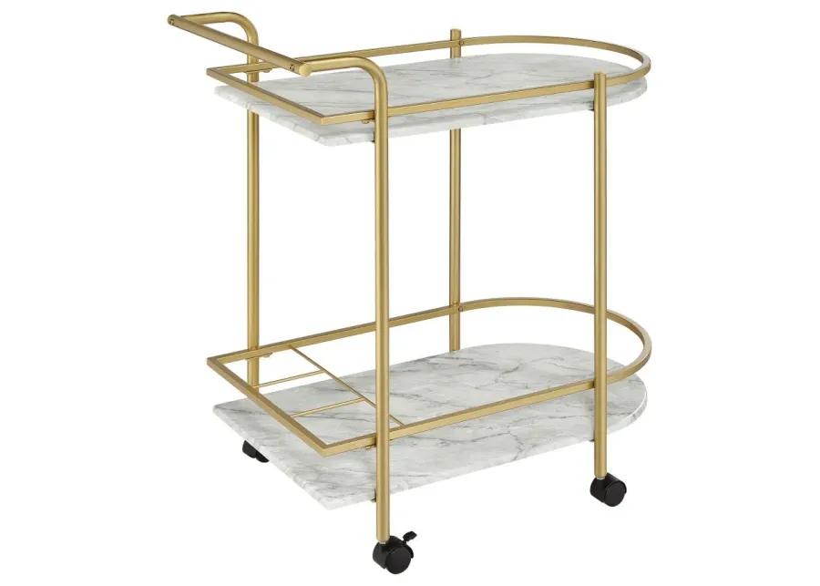 Desiree 2-tier Bar Cart with Casters Gold