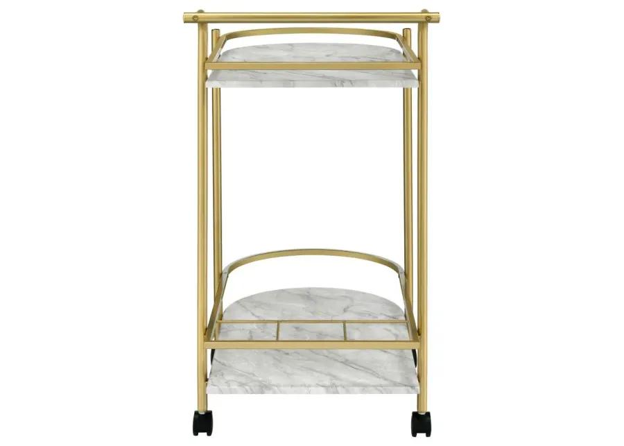 Desiree 2-tier Bar Cart with Casters Gold