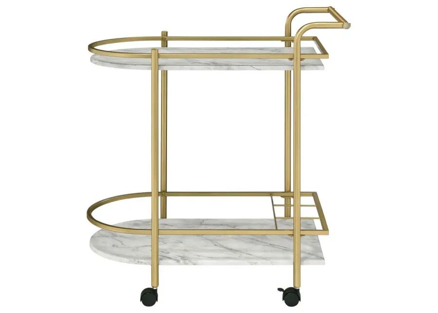 Desiree 2-tier Bar Cart with Casters Gold