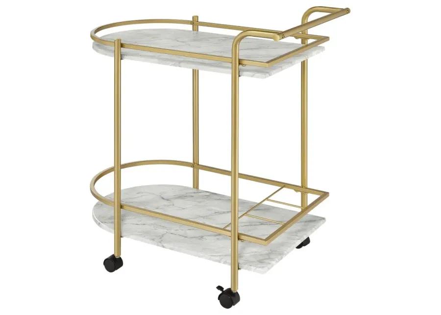 Desiree 2-tier Bar Cart with Casters Gold