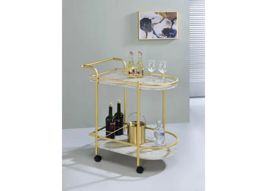 Desiree 2-tier Bar Cart with Casters Gold