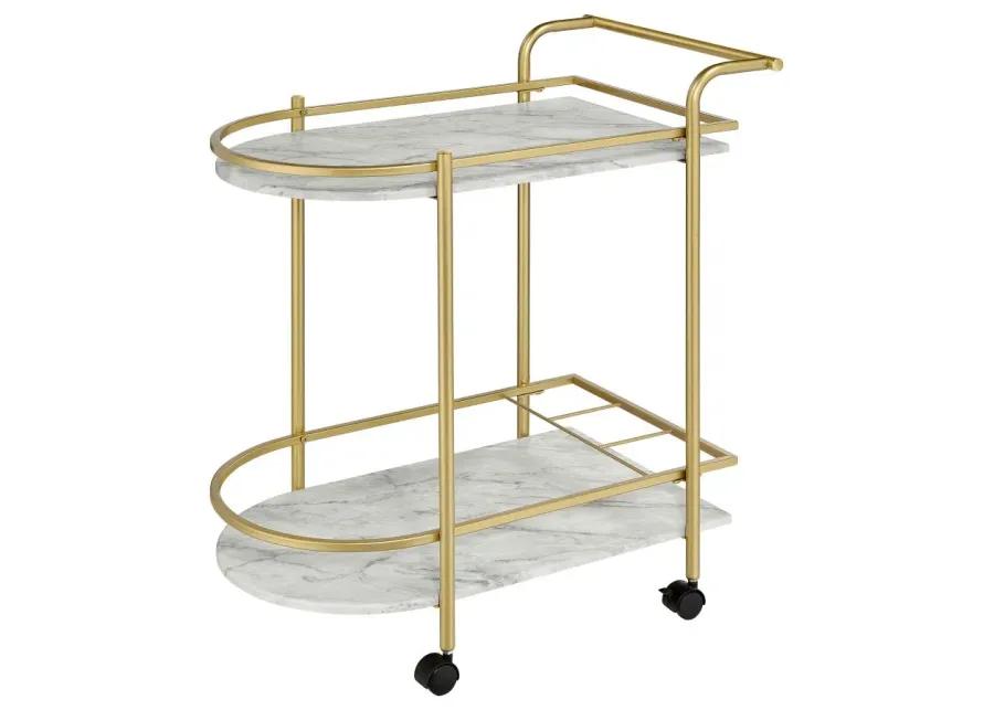 Desiree 2-tier Bar Cart with Casters Gold