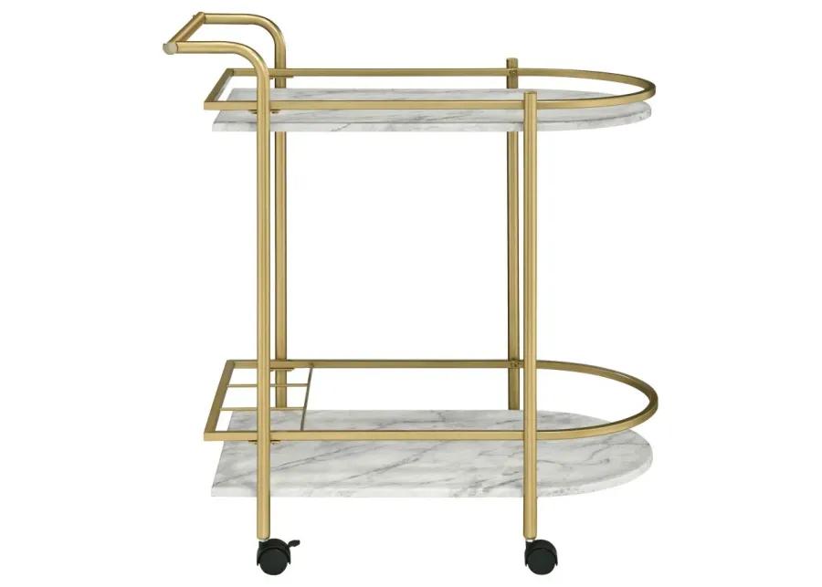 Desiree 2-tier Bar Cart with Casters Gold