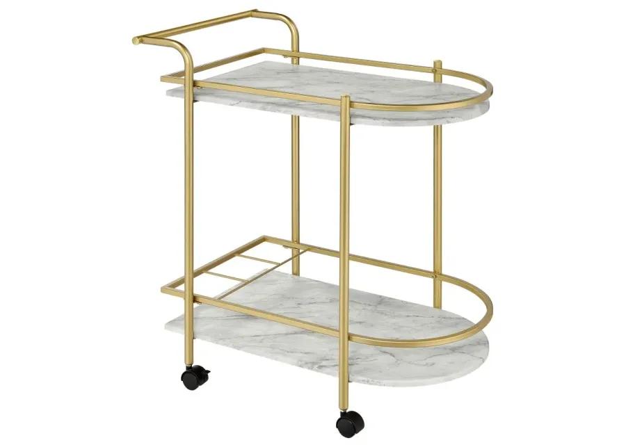 Desiree 2-tier Bar Cart with Casters Gold