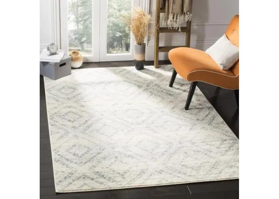 Adirondack Contemporary Ivory / Light Blue 6' X 6' Round Powerloomed Rug