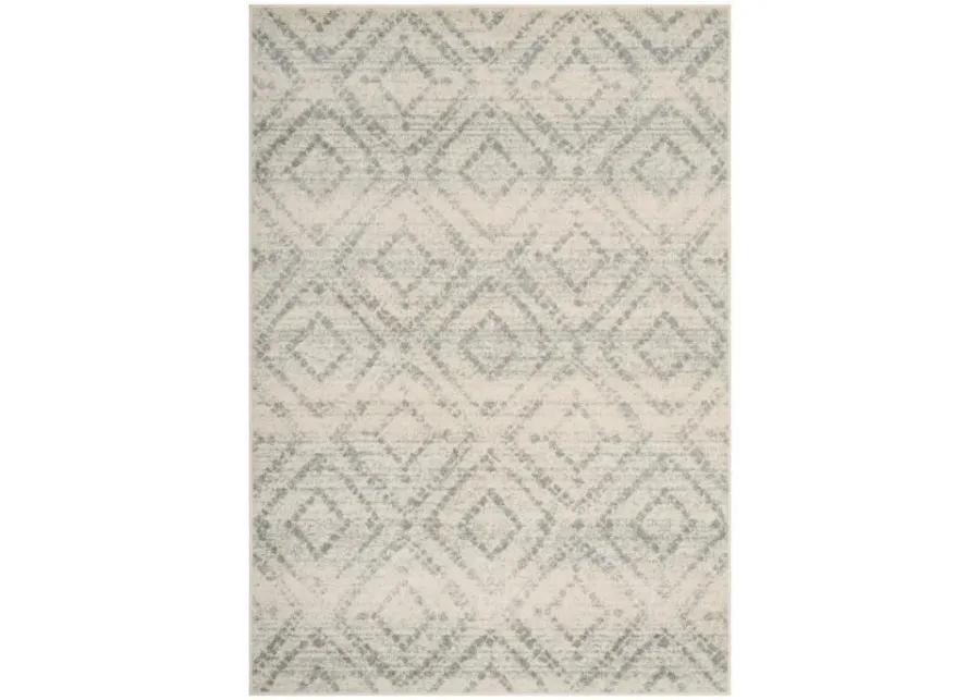 Adirondack Contemporary Ivory / Light Blue 6' X 6' Round Powerloomed Rug