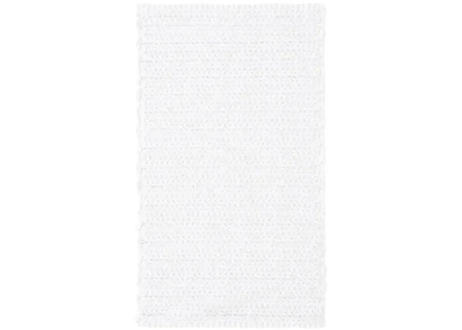 Madison Park Lasso White 100% Cotton Chenille Chain Stitch Rug